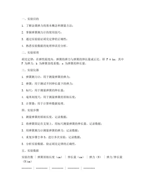 金属弹力测试实验报告