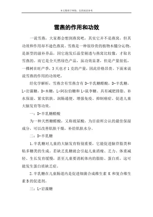 雪燕的作用和功效