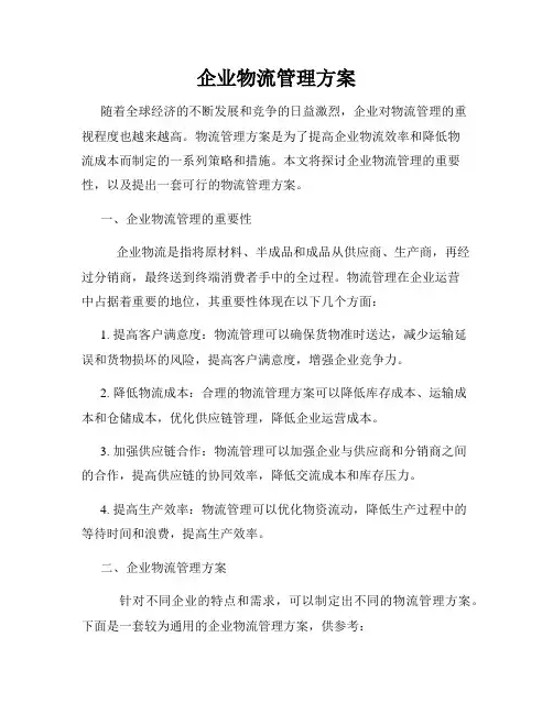 企业物流管理方案