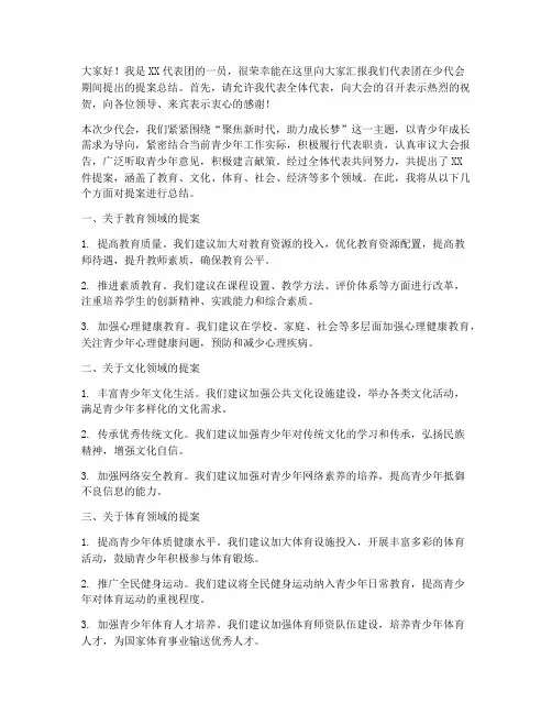 少代会提案总结发言稿