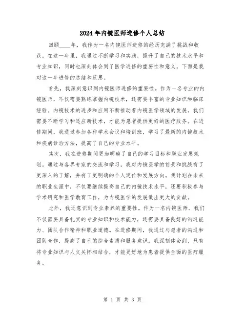 2024年内镜医师进修个人总结（2篇）