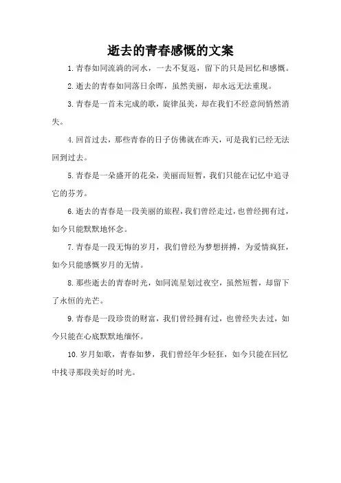 逝去的青春感慨的文案