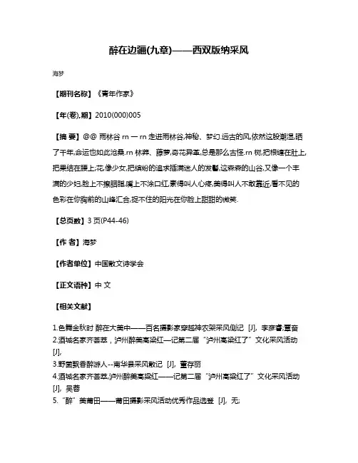 醉在边疆(九章)——西双版纳采风