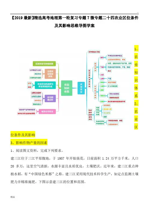 2020高考地理第一轮复习专题7微专题二十四农业区位条件及其影响思维导图学案