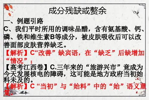 2023届高考语文复习-病句成分残缺或赘余 课件18张