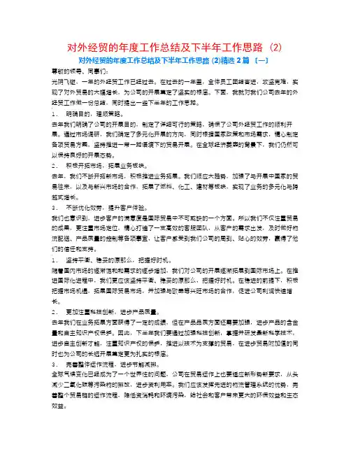 对外经贸的年度工作总结及下半年工作思路 (2)2篇