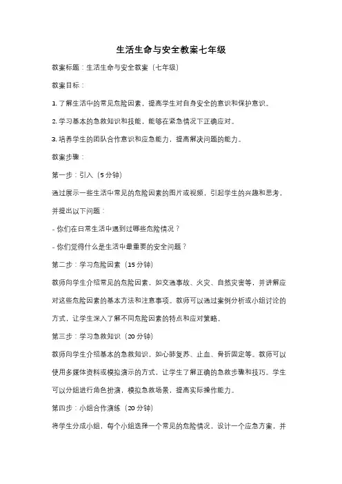 生活生命与安全教案七年级