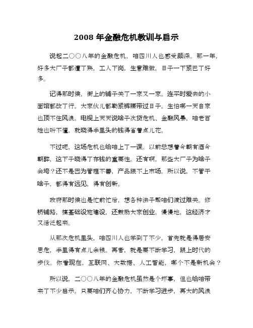 生成文档经济危机：2008年金融危机的教训