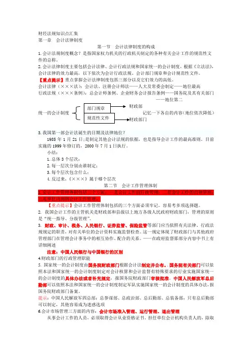 财经法规知识点汇集(第一章1、2节)