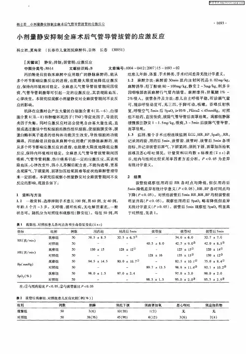 小剂量静安抑制全麻术后气管导管拔管的应激反应
