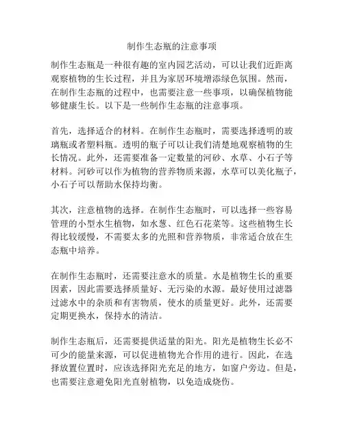 制作生态瓶的注意事项