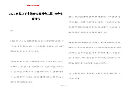 2021寒假三下乡社会实践报告三篇_社会实践报告