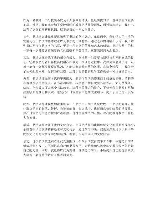 教师书法技能训练心得体会