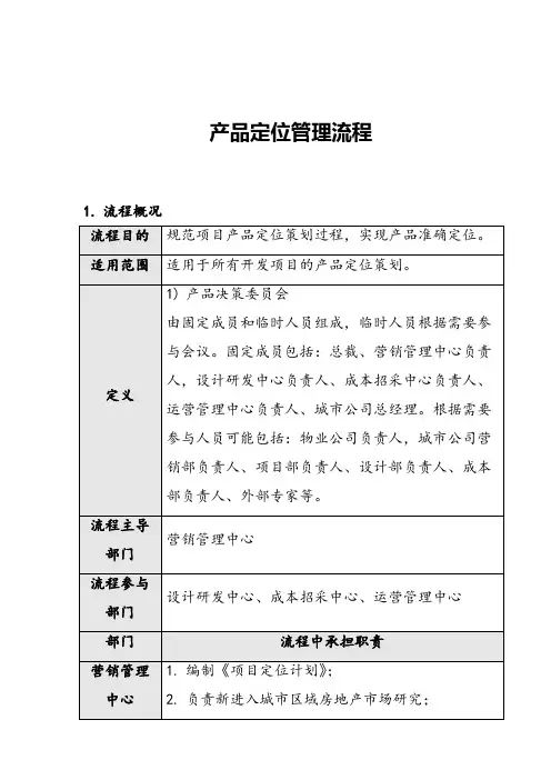 产品定位管理流程