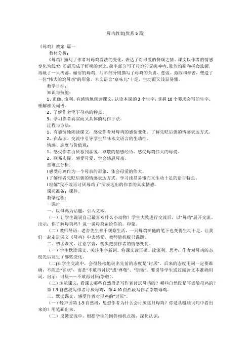 母鸡教案(优秀5篇)