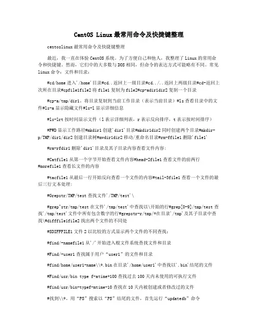 CentOS Linux最常用命令及快捷键整理