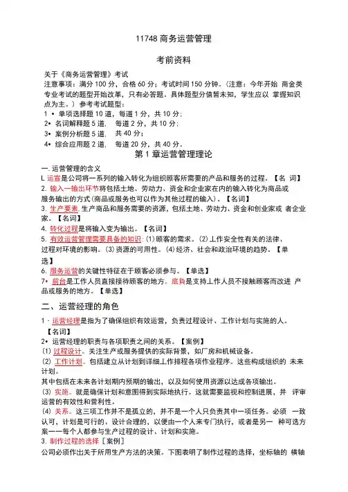 11748商务运营管理【重要考点】