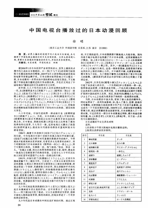 中国电视台播放过的日本动漫回顾