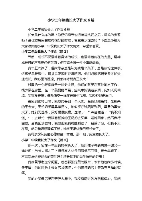 小学二年级我长大了作文6篇
