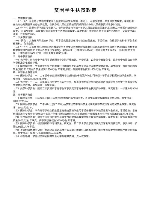 贫困学生扶贫政策