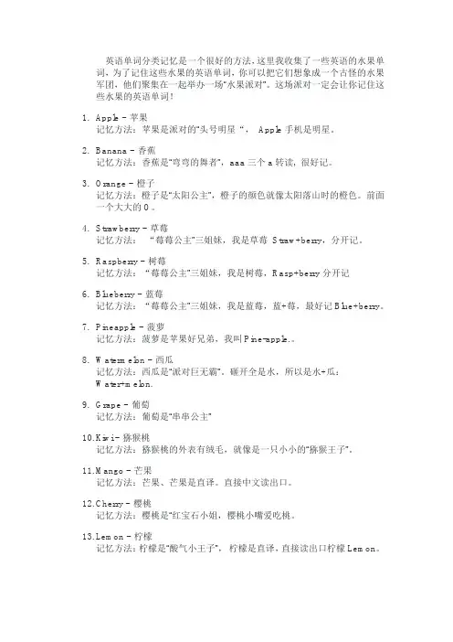 水果单词有趣记忆