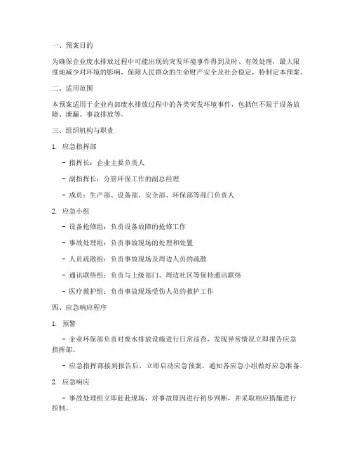 废水排放应急预案范文
