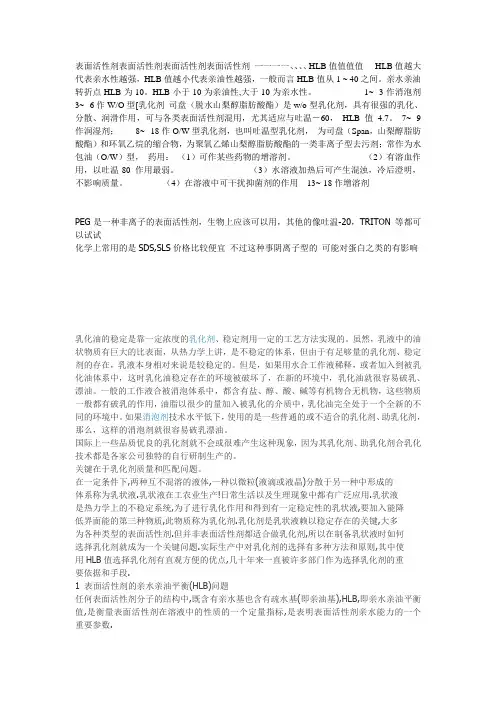 乳化剂选择解读