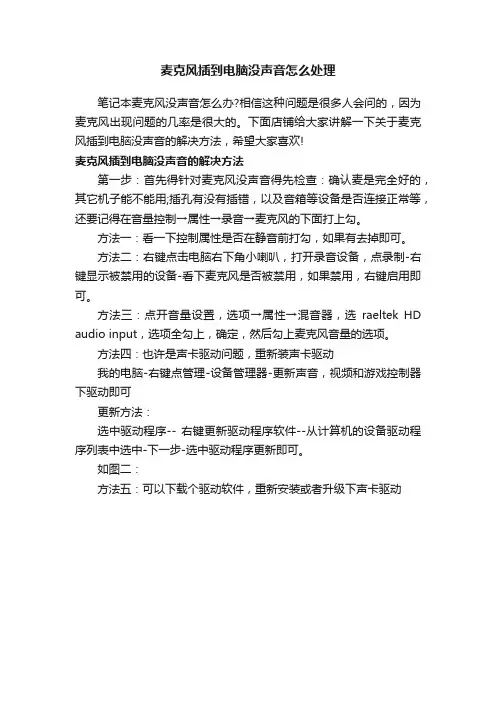 麦克风插到电脑没声音怎么处理