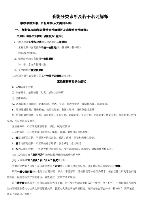 正常与异常心理分类诊断及名词解释