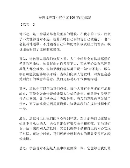 好想说声对不起作文800字(共)三篇