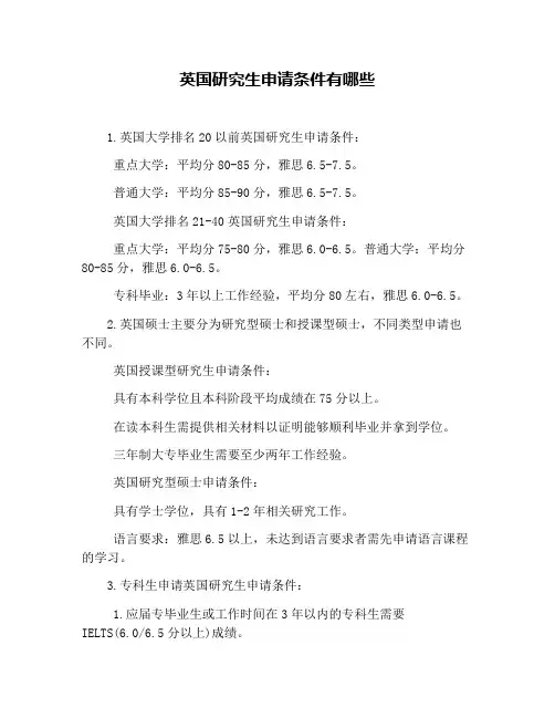 英国研究生申请条件有哪些