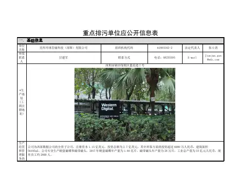 昱科环球存储科技(深圳)有限公司环境排污公开信息2018