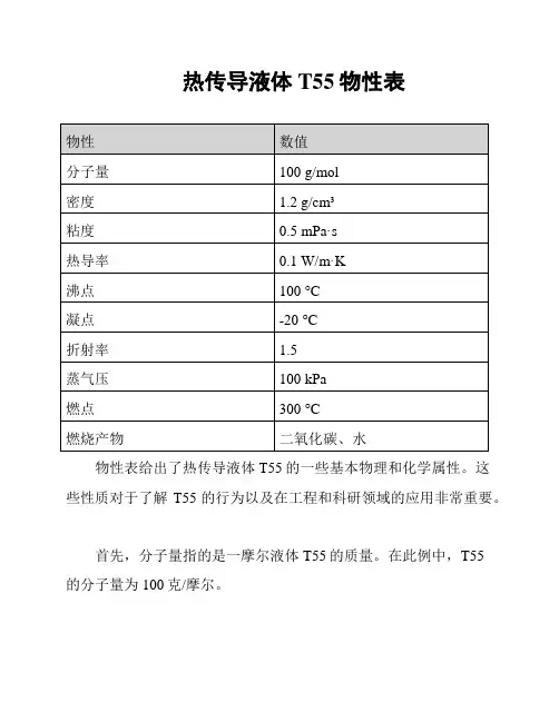 热传导液体T55物性表
