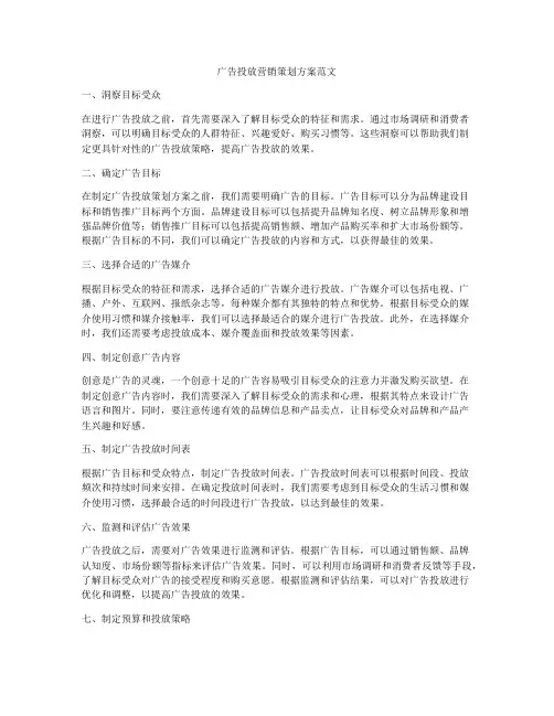 广告投放营销策划方案范文