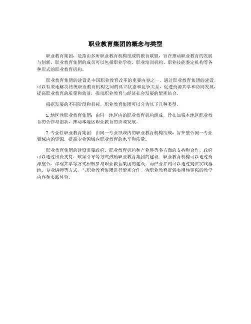 职业教育集团的概念与类型