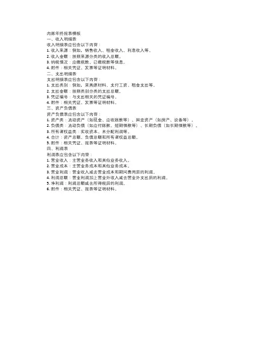 内账年终报表模板