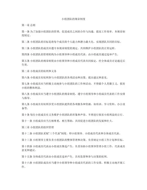 小组团队的规章制度