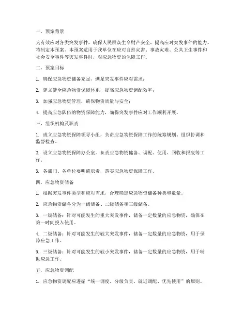 应急物资保障应急预案