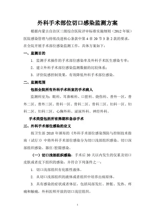 手术部位切口感染监测方案