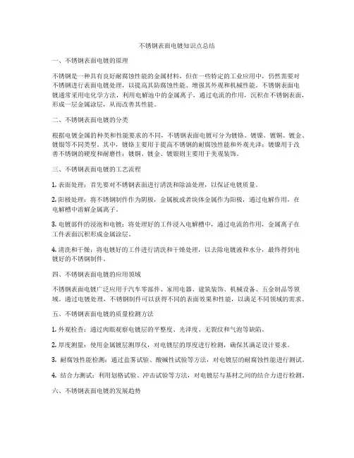 不锈钢表面电镀知识点总结