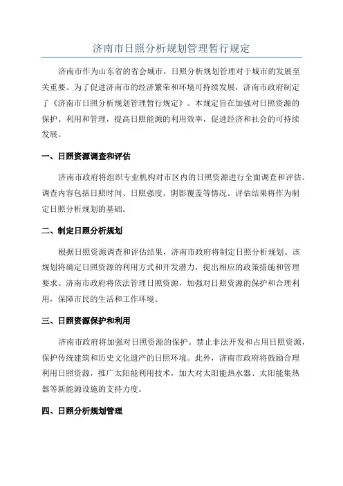 济南市日照分析规划管理暂行规定