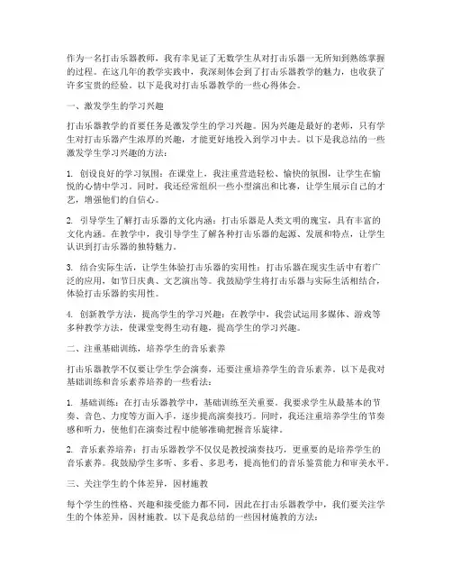 打击乐器教学心得体会