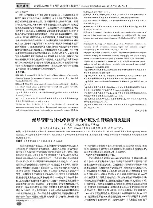 经导管肝动脉化疗栓塞术治疗原发性肝癌的研究进展