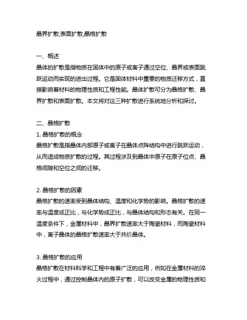 晶界扩散,表面扩散,晶格扩散