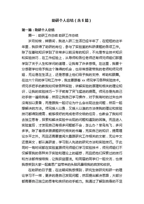 助研个人总结（含5篇）