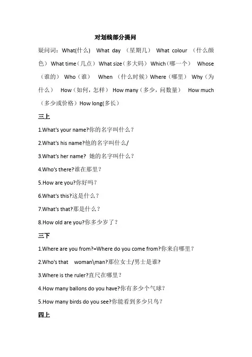 对划线部分提问句型总结