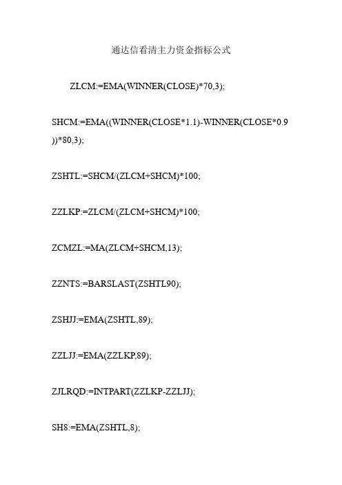通达信看清主力资金指标公式