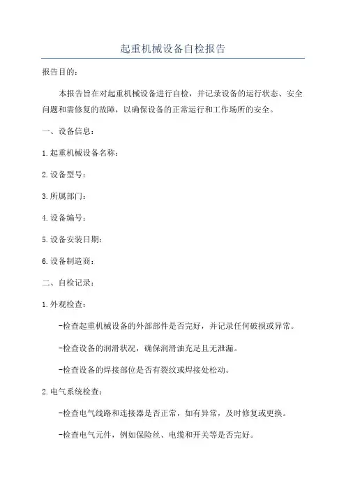 起重机械设备自检报告