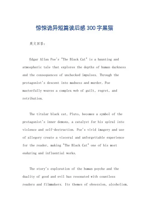惊悚诡异短篇读后感300字黑猫