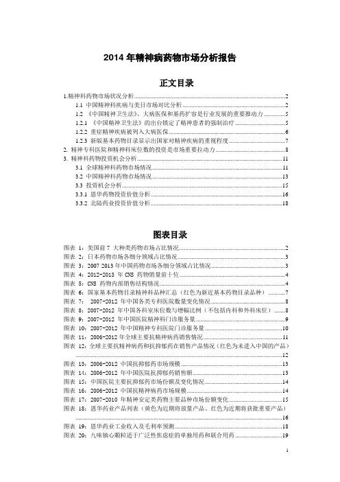 2014年精神病药物市场分析报告